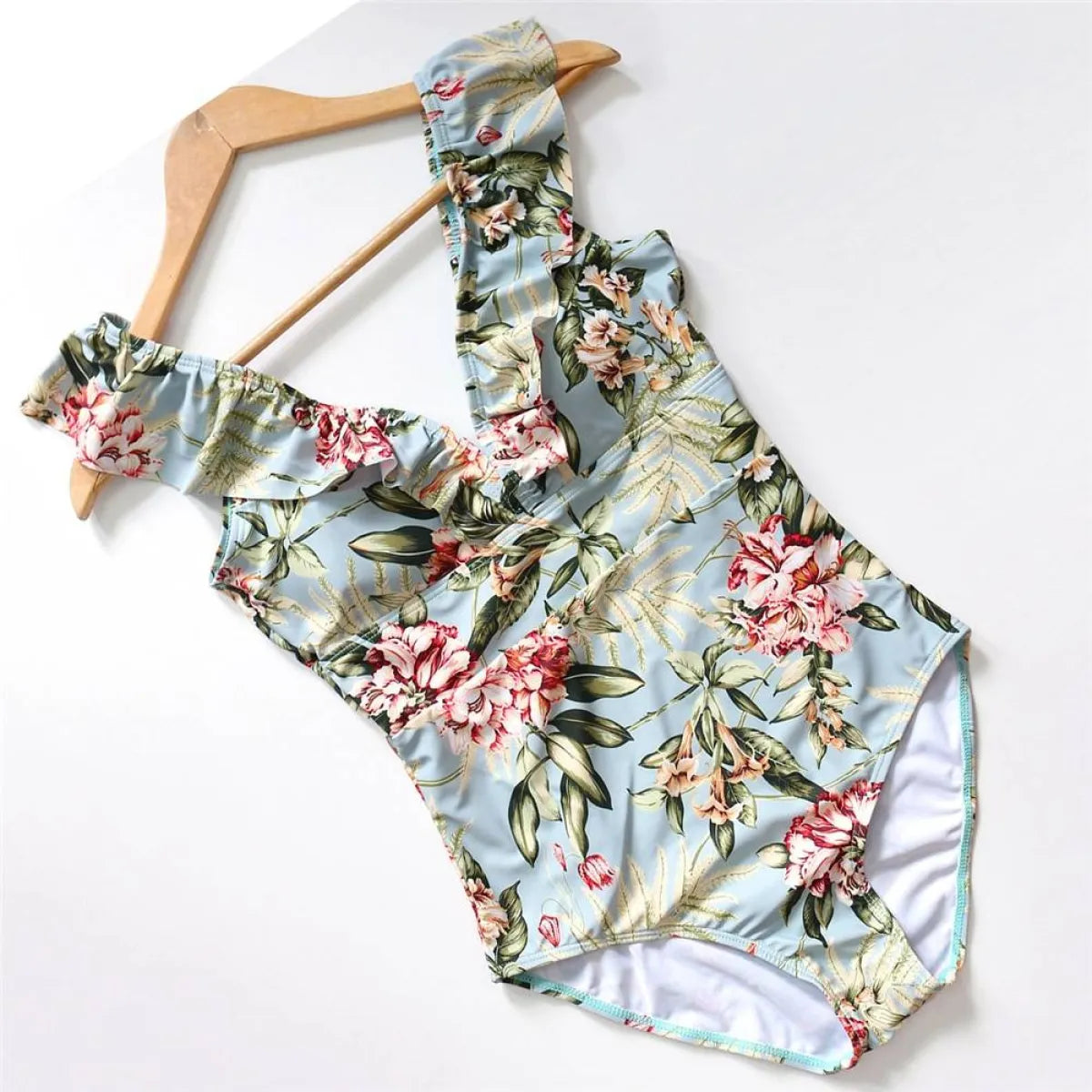 Striped Ruffled Swimsuit