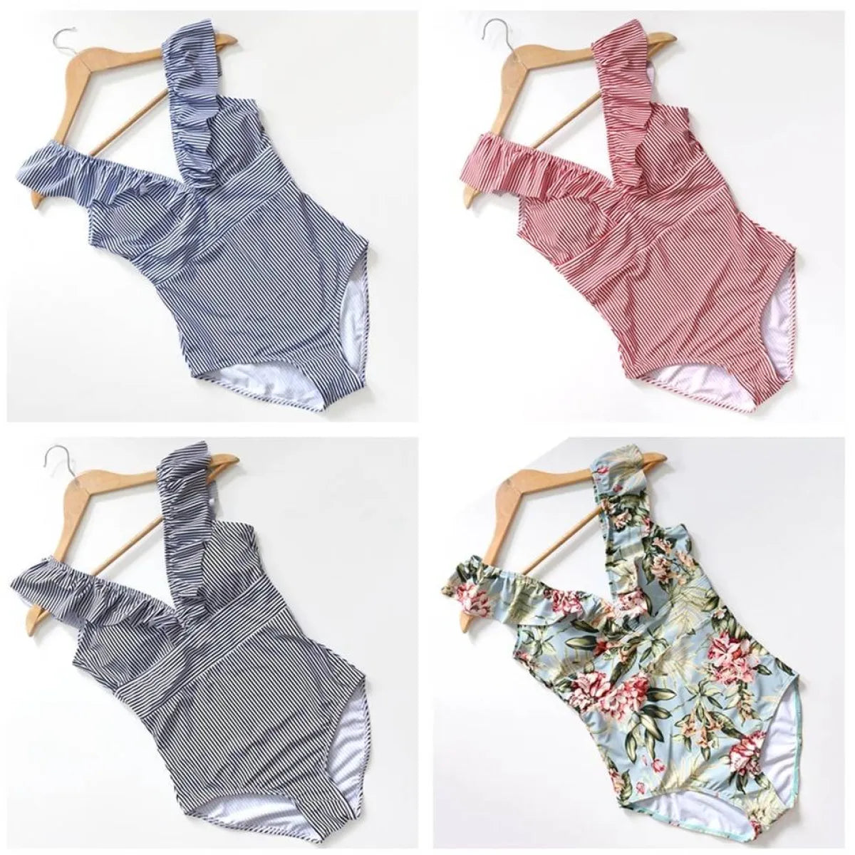 Striped Ruffled Swimsuit