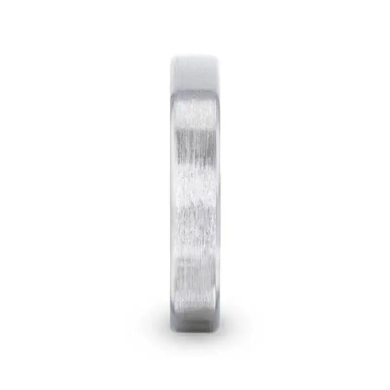 CASPER Silver Brushed Center Flat Style Wedding Band With Beveled Edges - 4mm & 8mm