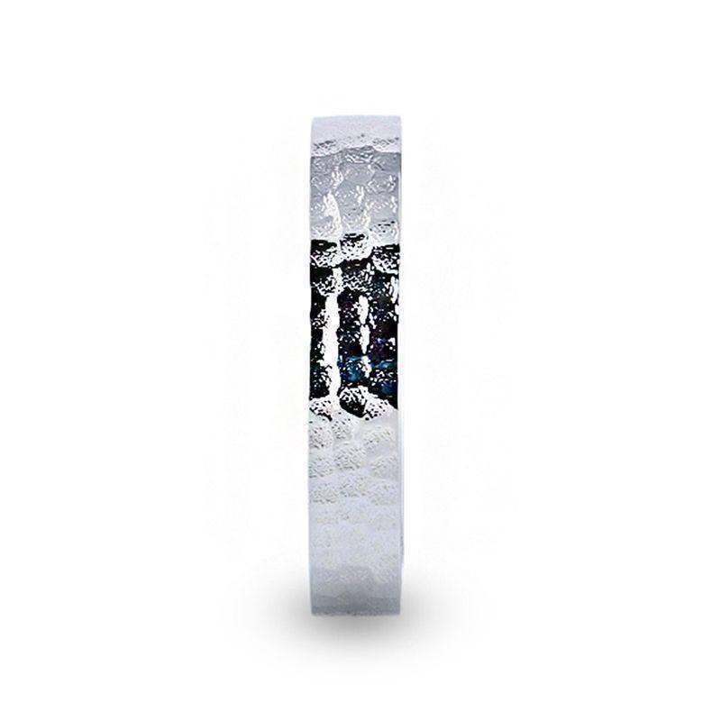 SILVERADO Silver Hammered Finish Flat Style Wedding Band - 4mm & 8mm