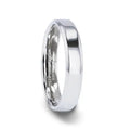 LUCY Sterling Silver Polished Flat-Center Women’s Wedding Band with Beveled Edges - 4mm