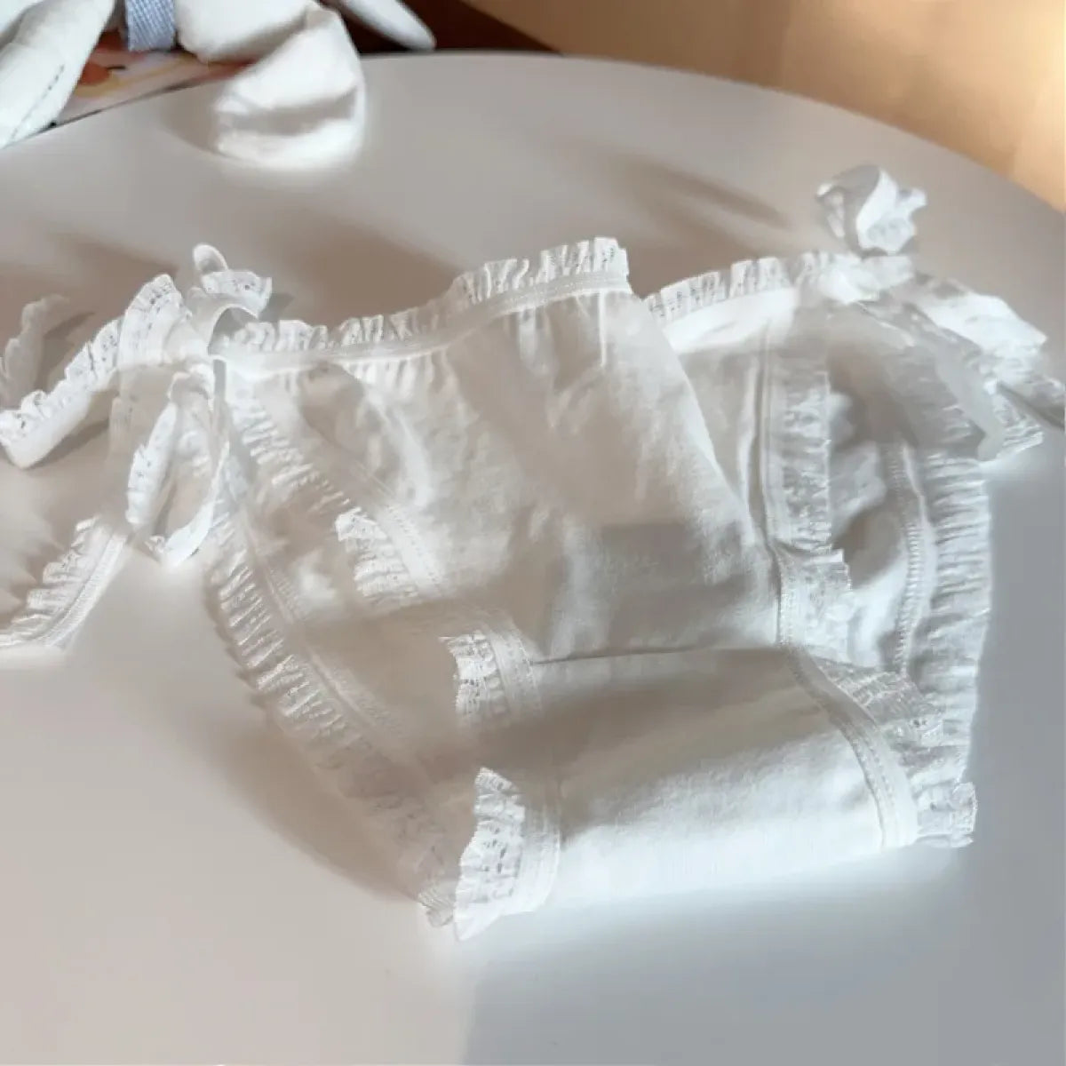 Sweet Lolita Ruffle Lace-Up Cotton Panties – Soft Breathable Briefs