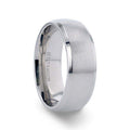 DUSTIN Chrome-Plated Titanium Domed Brushed Center Men's Wedding Ring with Polished Beveled Edges - 8mm