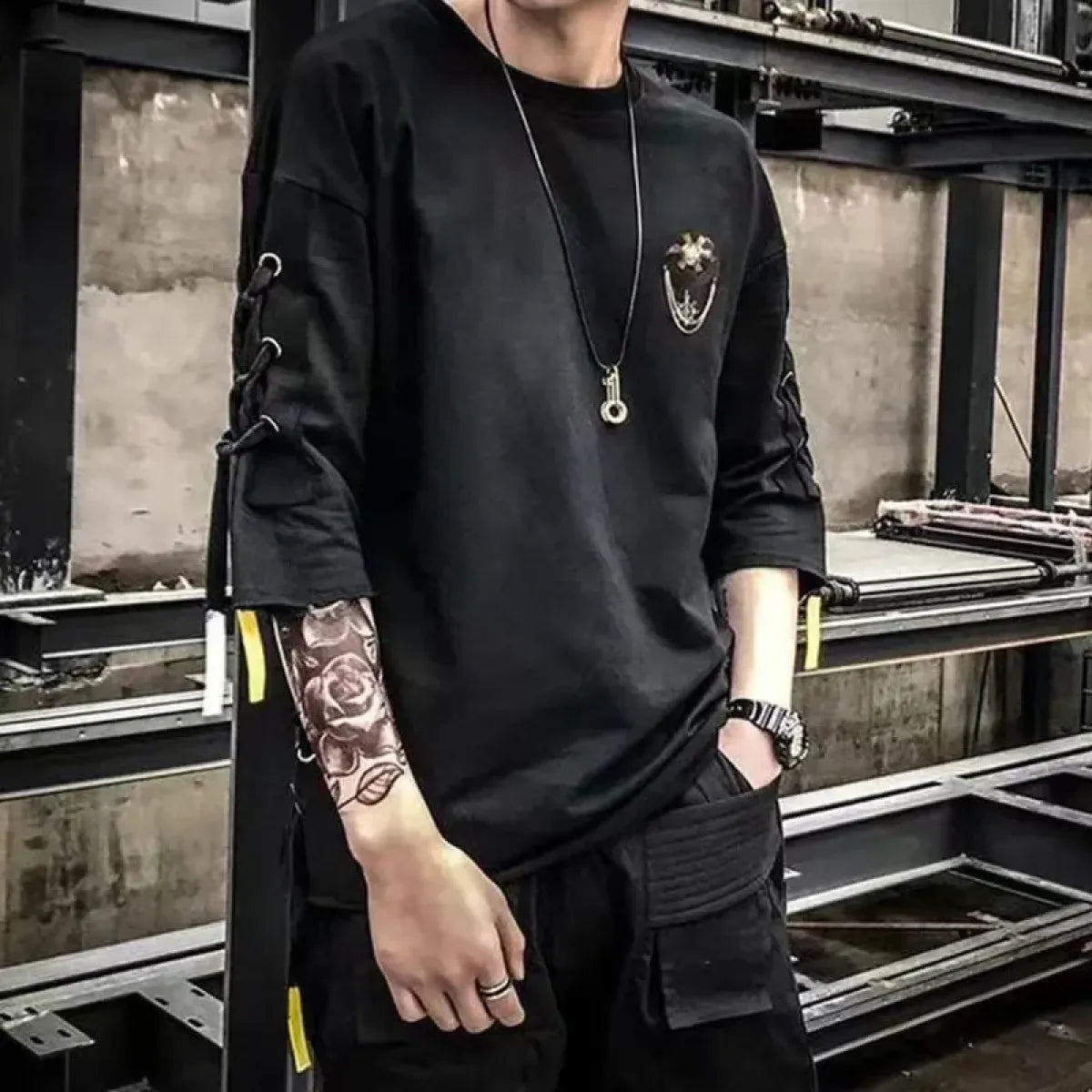 Techwear Lace-Up T-Shirt