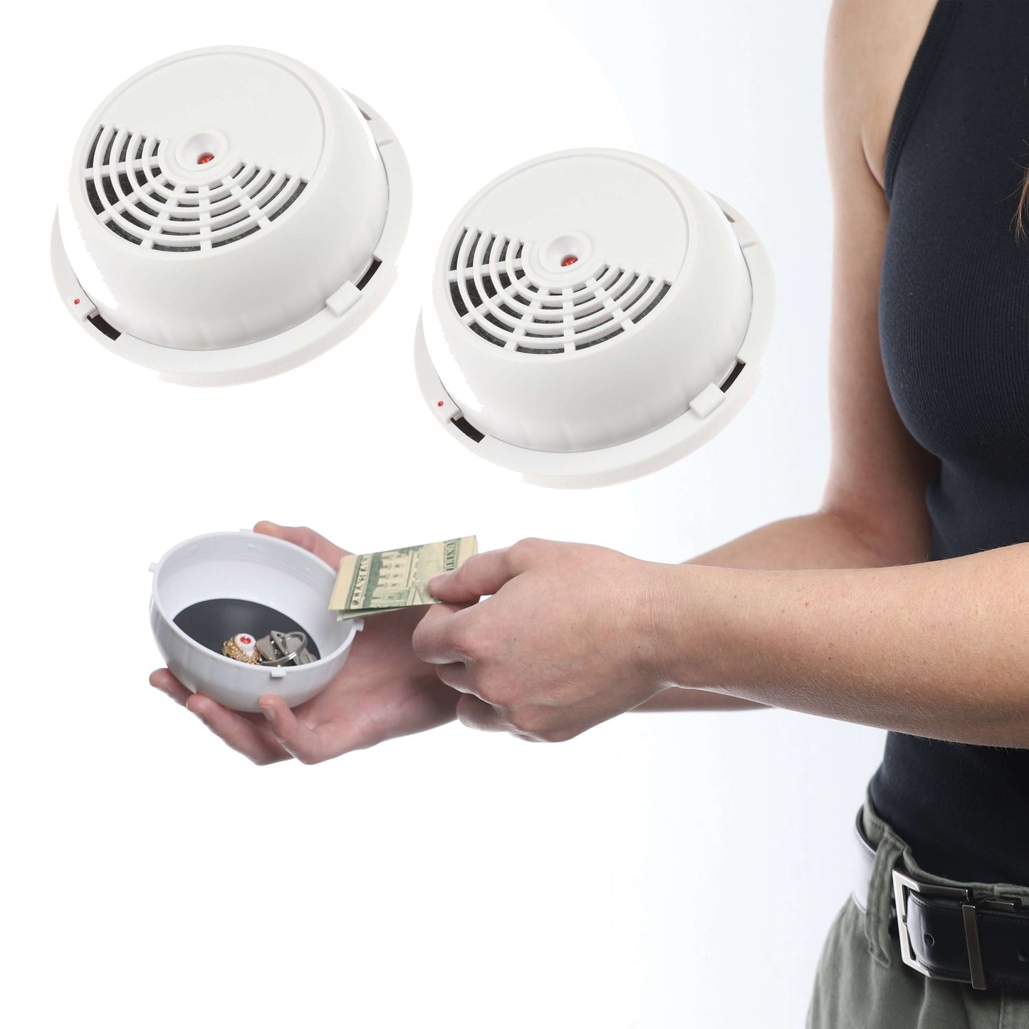 2 pcs EchoSafe Fake Smoke Detector Hidden Safe