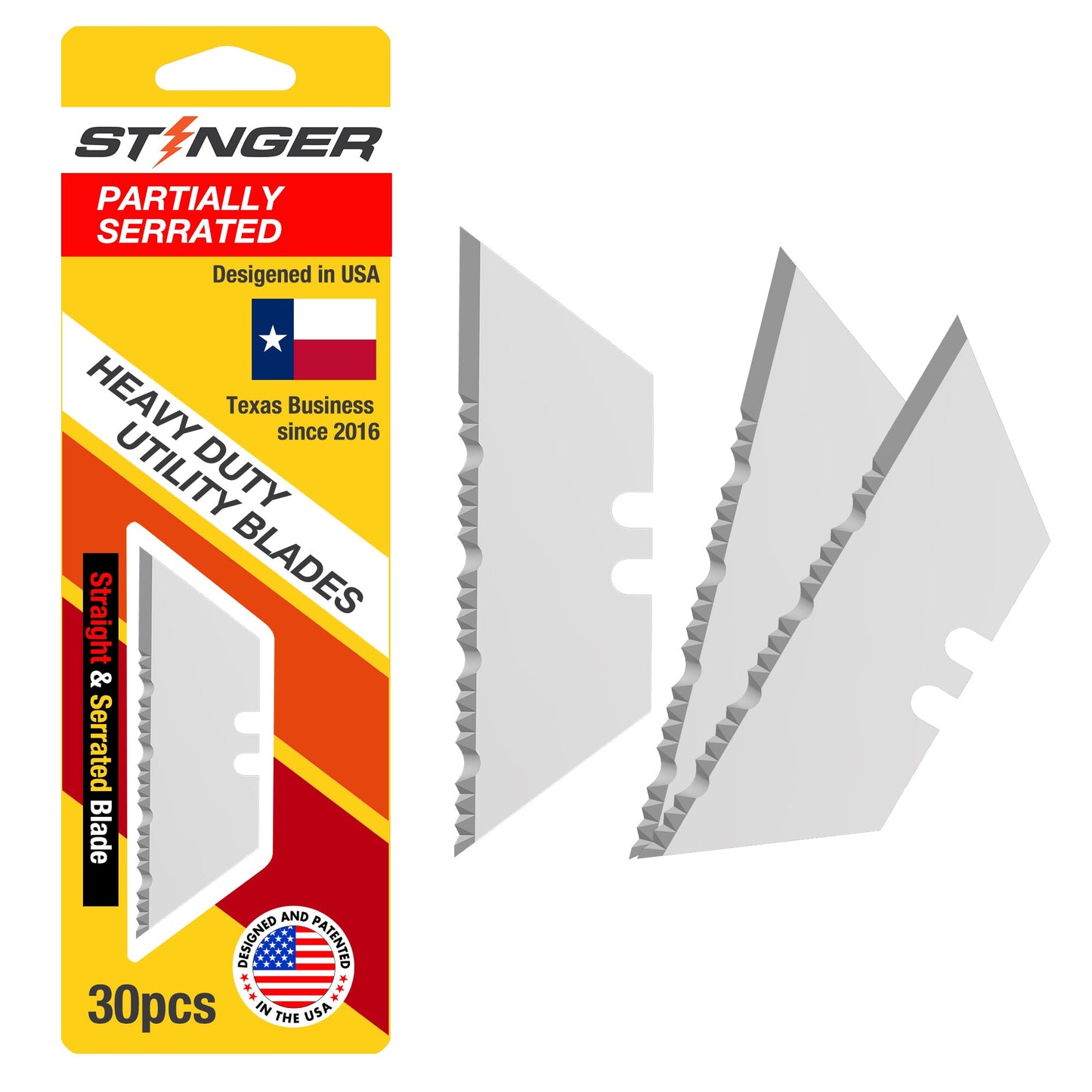 Stinger P01 Partially Serrated Utility Blade Replacement (30 pcs)
