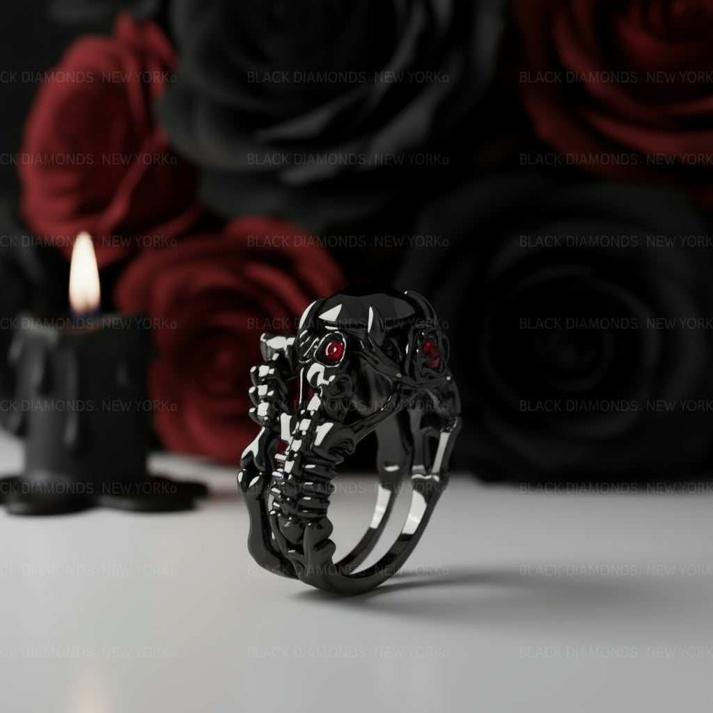 Together Forever- 1.25 Carat Black Diamond Option Gothic Ring Set
