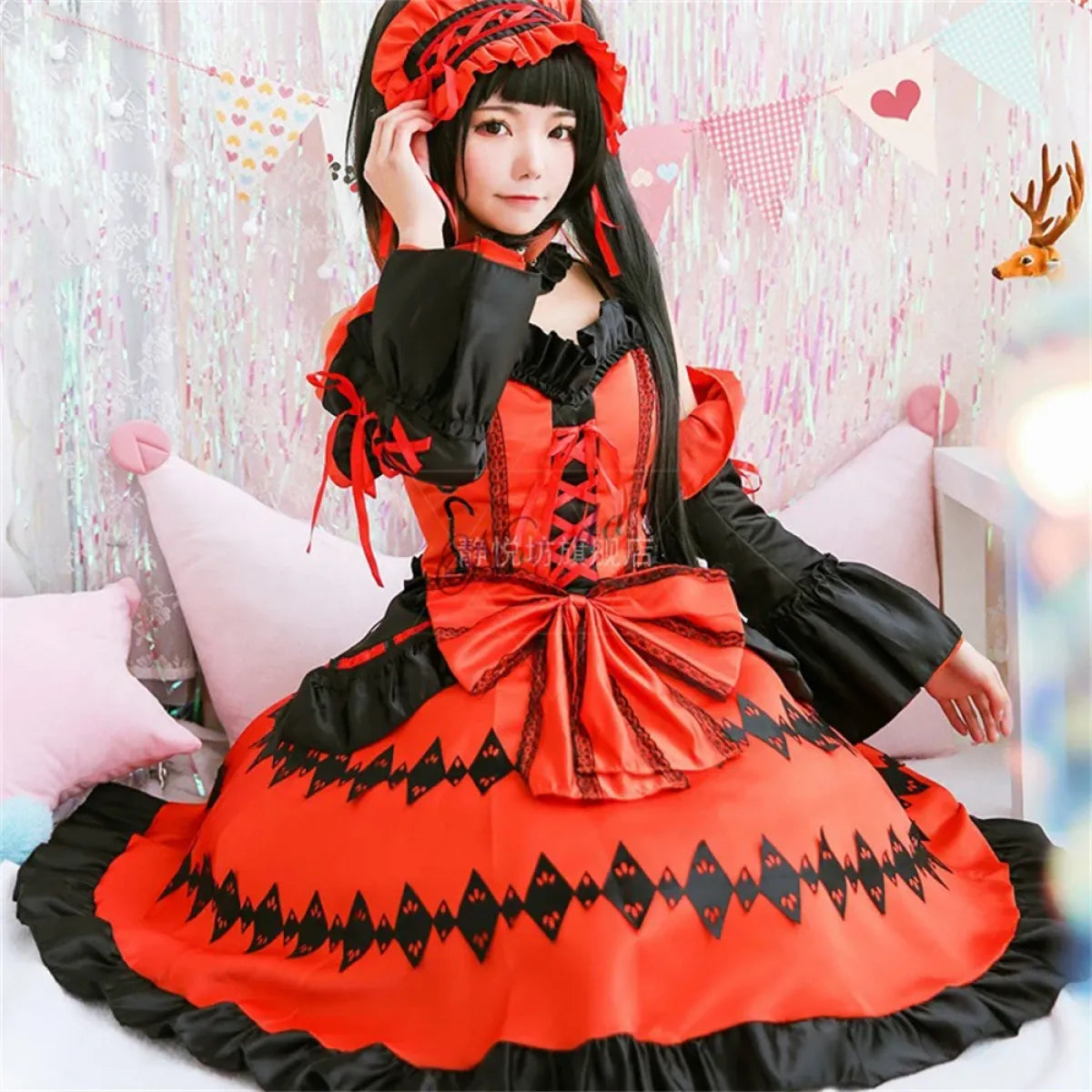 DATE A LIVE Tokisaki Kurumi Gothic Lolita Cosplay Set