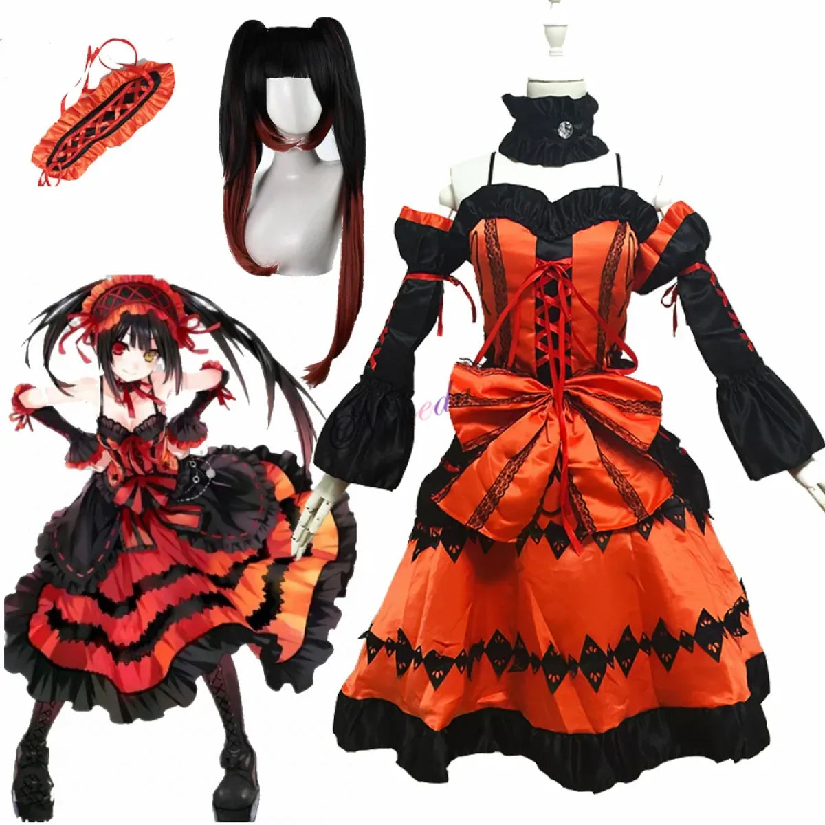DATE A LIVE Tokisaki Kurumi Gothic Lolita Cosplay Set