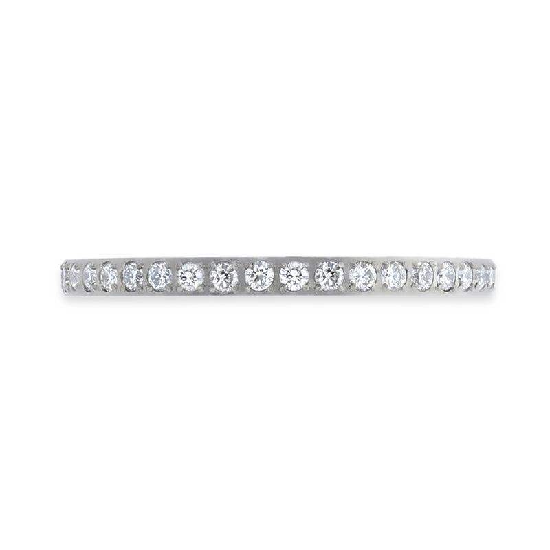 EMILIA Flat Polished Titanium Women's Eternity Wedding Ring With Lab-Created White Diamonds Setting - 2mm