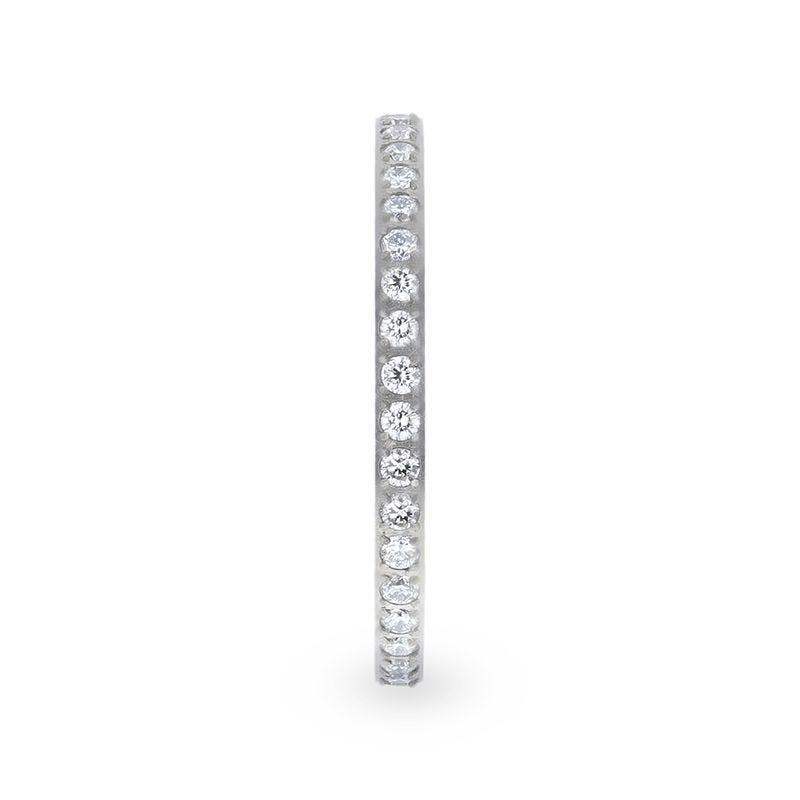 EMILIA Flat Polished Titanium Women's Eternity Wedding Ring With Lab-Created White Diamonds Setting - 2mm