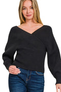 Sweaters Trendsi Zenana ribbed cross wrap sweater