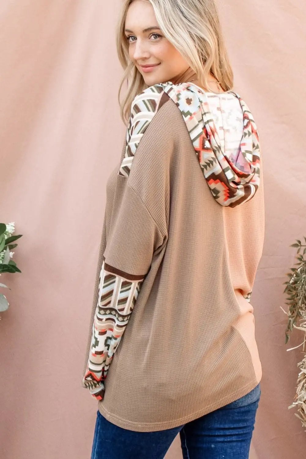 Trendsi Waffle Knit Hoodie Women's Loungewear Comfy Casual Top