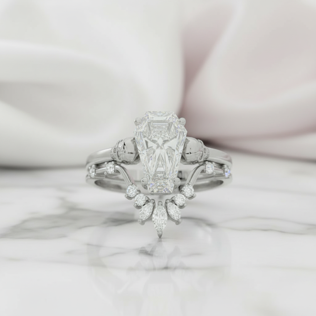 True Love Rings- 14k White Gold Limited Coffin Cut Diamond Option Rings