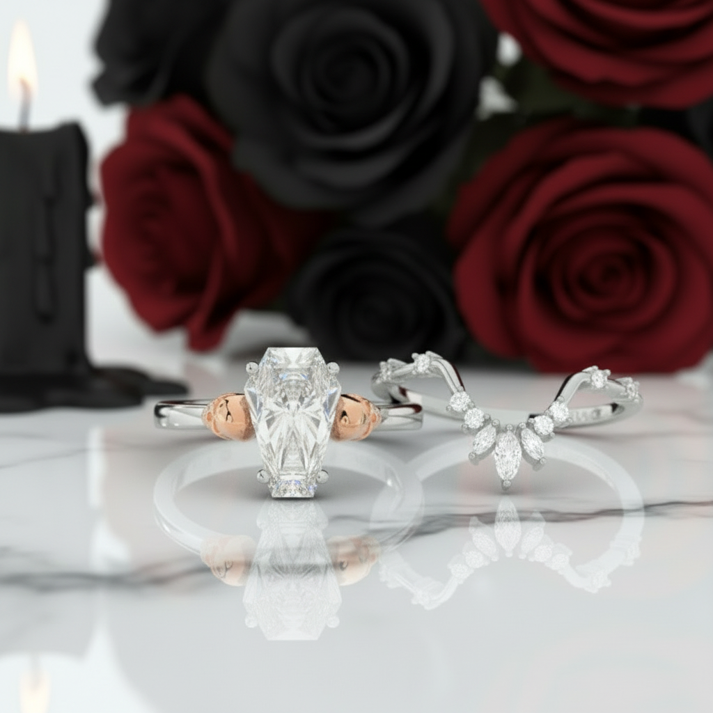 True Love Rings- 14k White Gold Limited Coffin Cut Diamond Option Rings