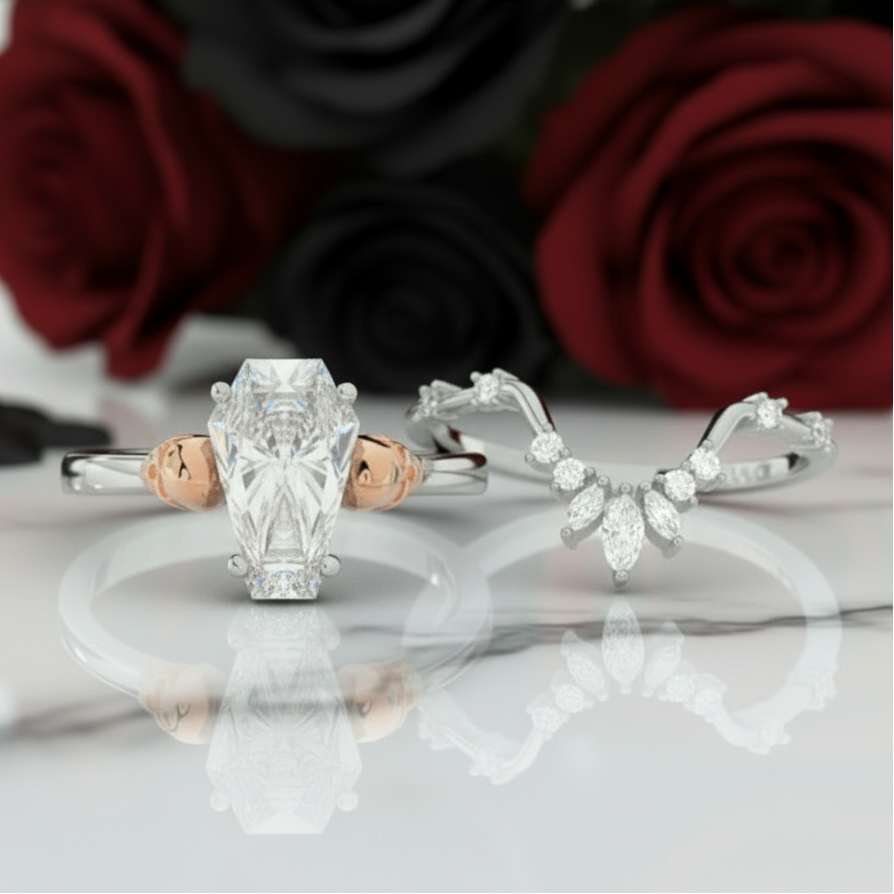 True Love Rings- 14k White Gold Limited Coffin Cut Diamond Option Rings