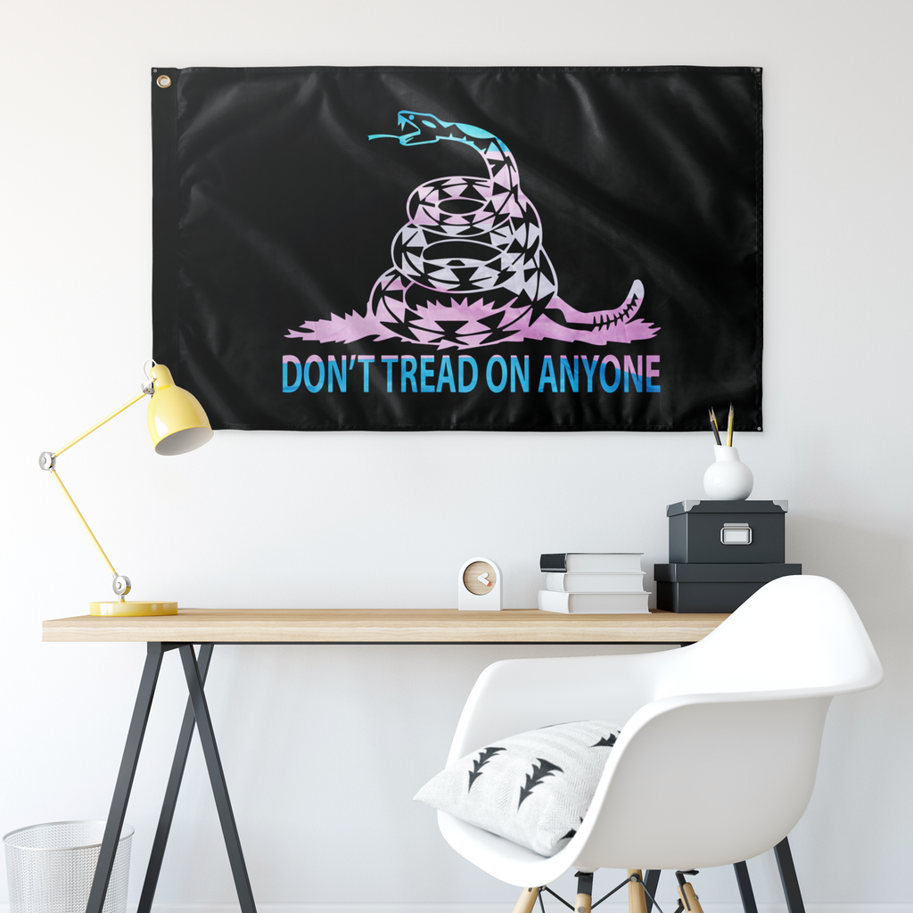 Don't Tread on Anyone LGBTQ Trans Snake Single Sided Flag