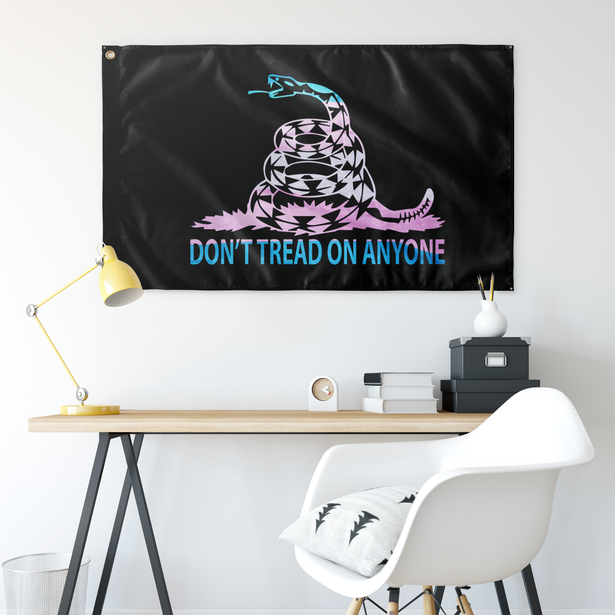 Don't Tread on Anyone LGBTQ Trans Snake Single Sided Flag