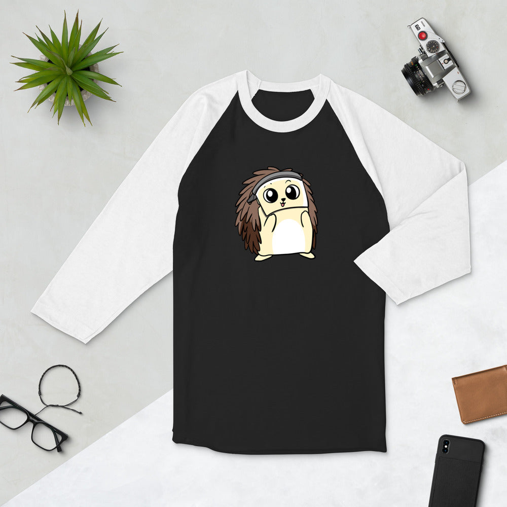 Coronavirus FaceShield Cartoon Porcupine 3/4 sleeve raglan shirt