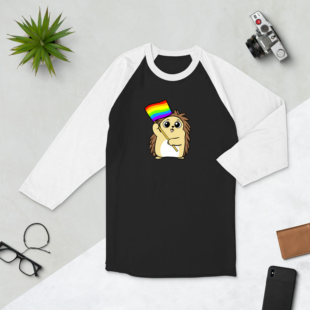 LGBTQ Cartoon Porcupine 3/4 sleeve raglan shirt