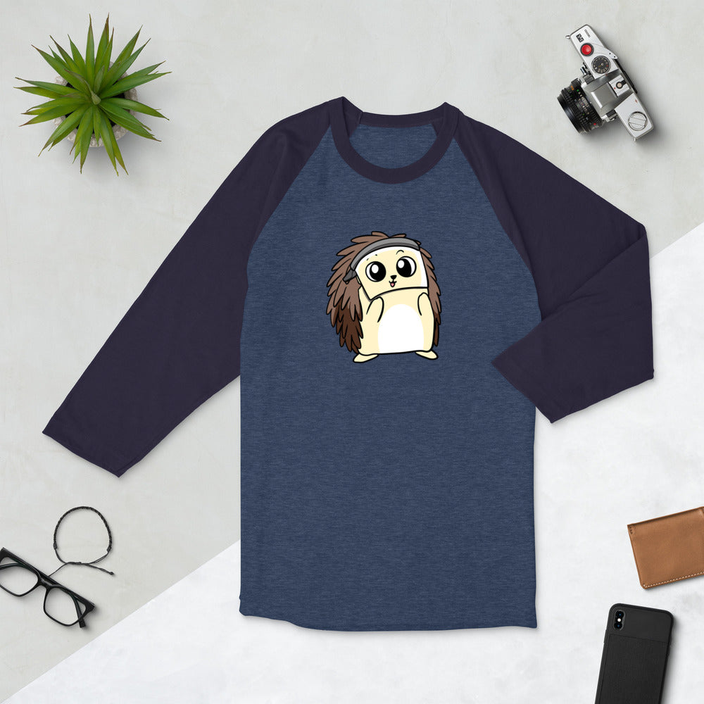 Coronavirus FaceShield Cartoon Porcupine 3/4 sleeve raglan shirt