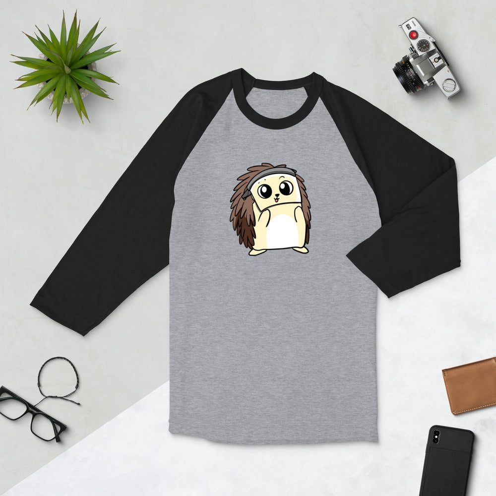 Coronavirus FaceShield Cartoon Porcupine 3/4 sleeve raglan shirt