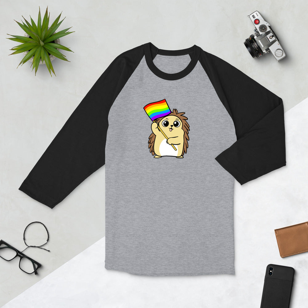 LGBTQ Cartoon Porcupine 3/4 sleeve raglan shirt