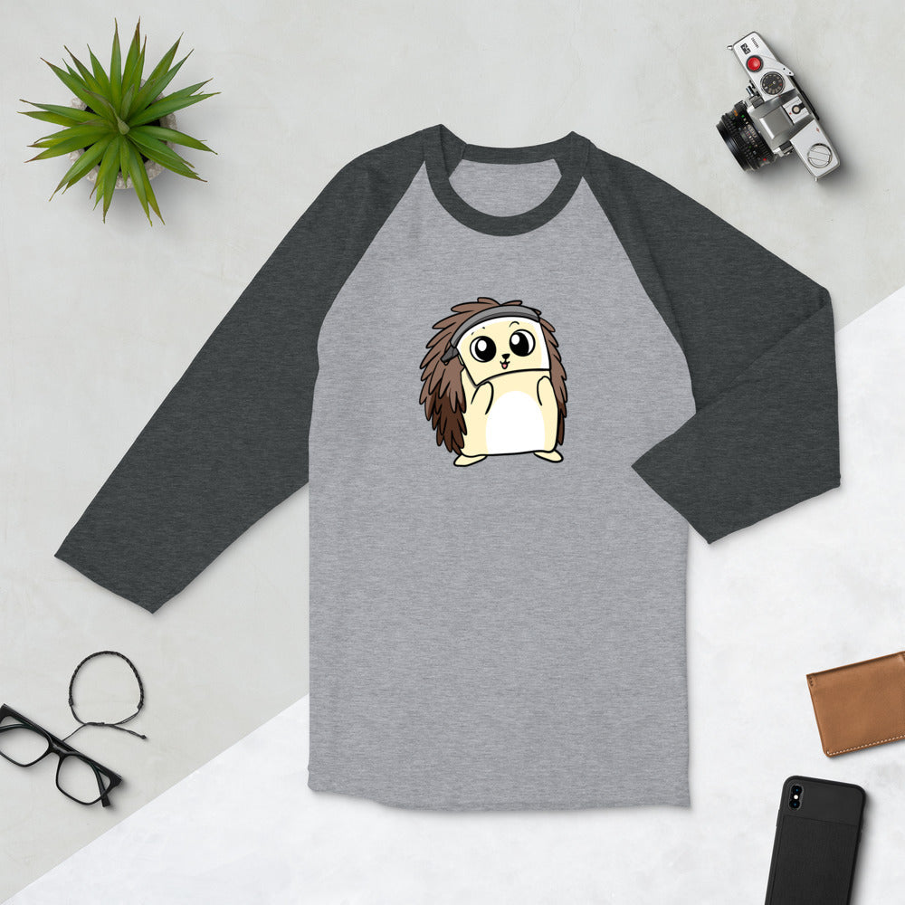 Coronavirus FaceShield Cartoon Porcupine 3/4 sleeve raglan shirt