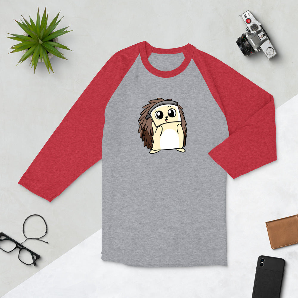 Coronavirus FaceShield Cartoon Porcupine 3/4 sleeve raglan shirt