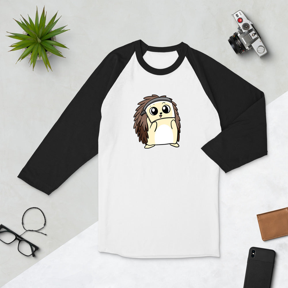 Coronavirus FaceShield Cartoon Porcupine 3/4 sleeve raglan shirt