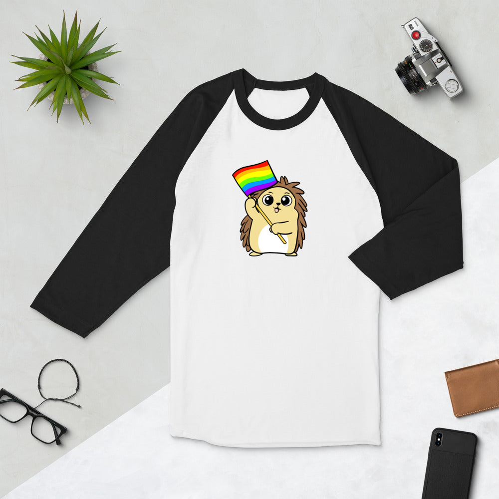 LGBTQ Cartoon Porcupine 3/4 sleeve raglan shirt
