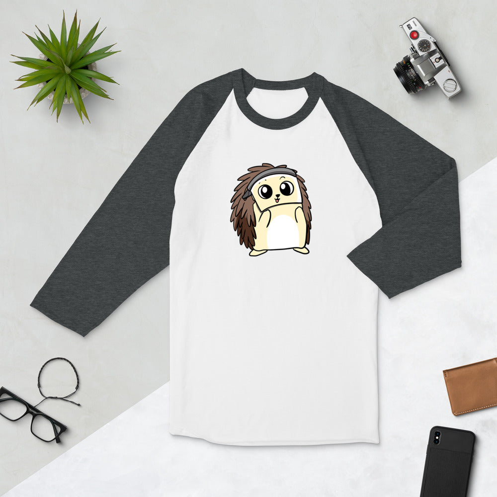 Coronavirus FaceShield Cartoon Porcupine 3/4 sleeve raglan shirt