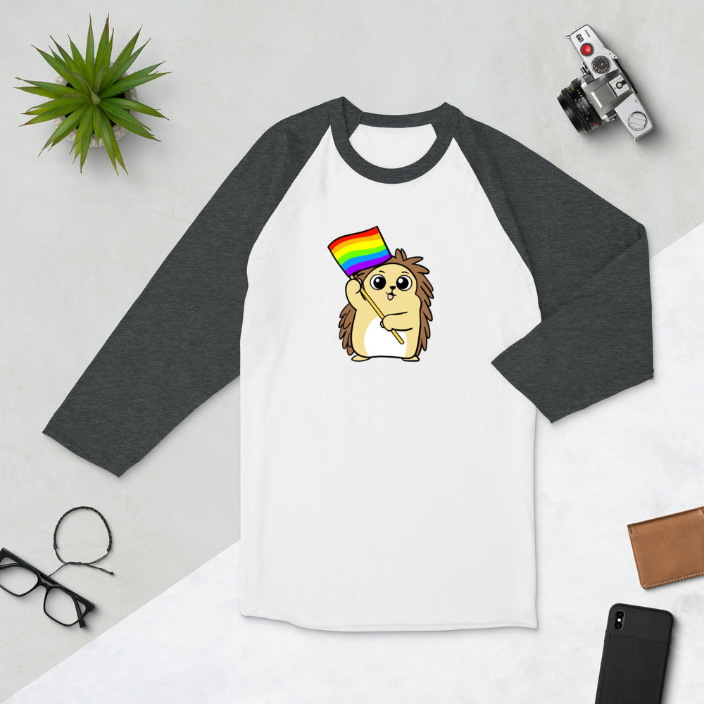 LGBTQ Cartoon Porcupine 3/4 sleeve raglan shirt
