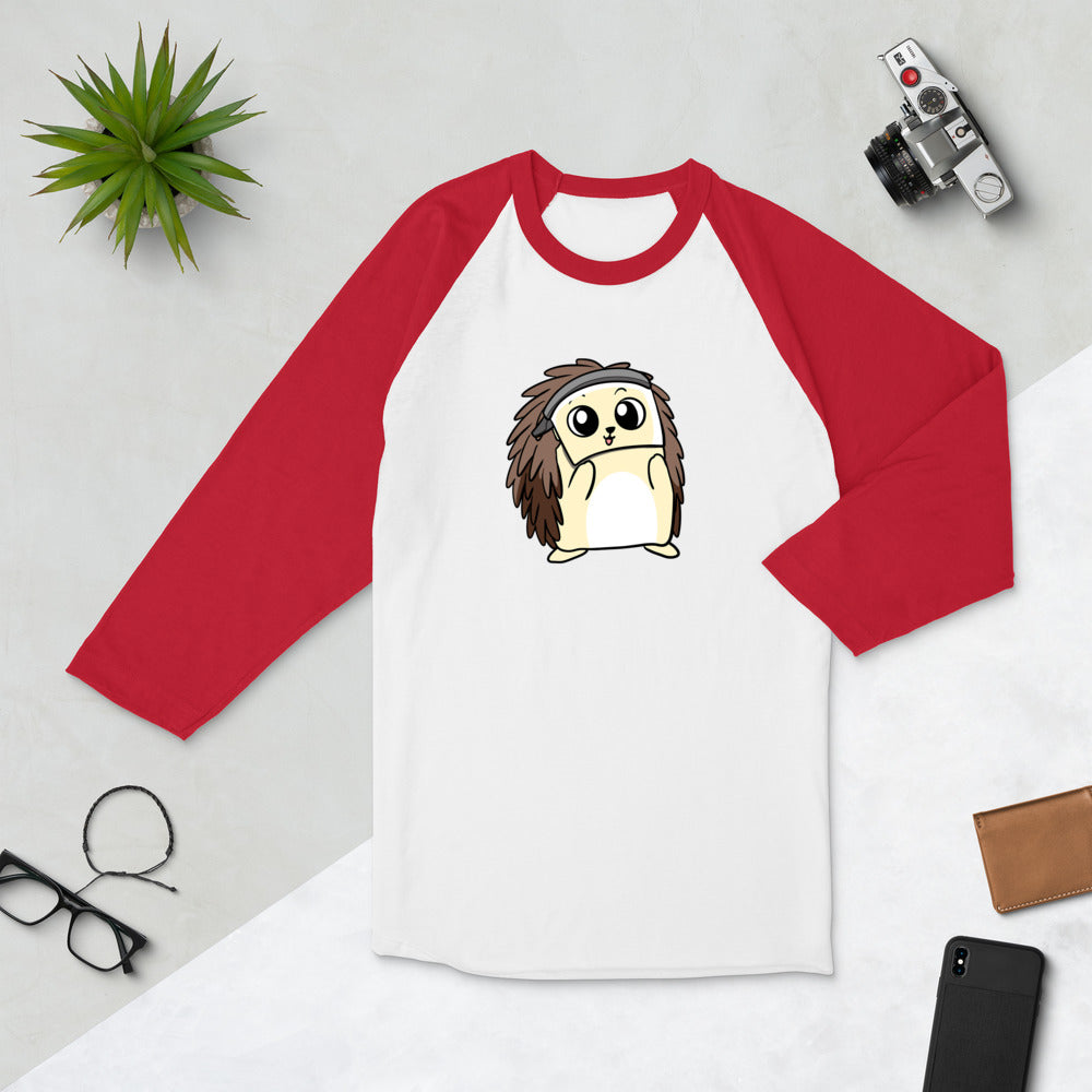 Coronavirus FaceShield Cartoon Porcupine 3/4 sleeve raglan shirt