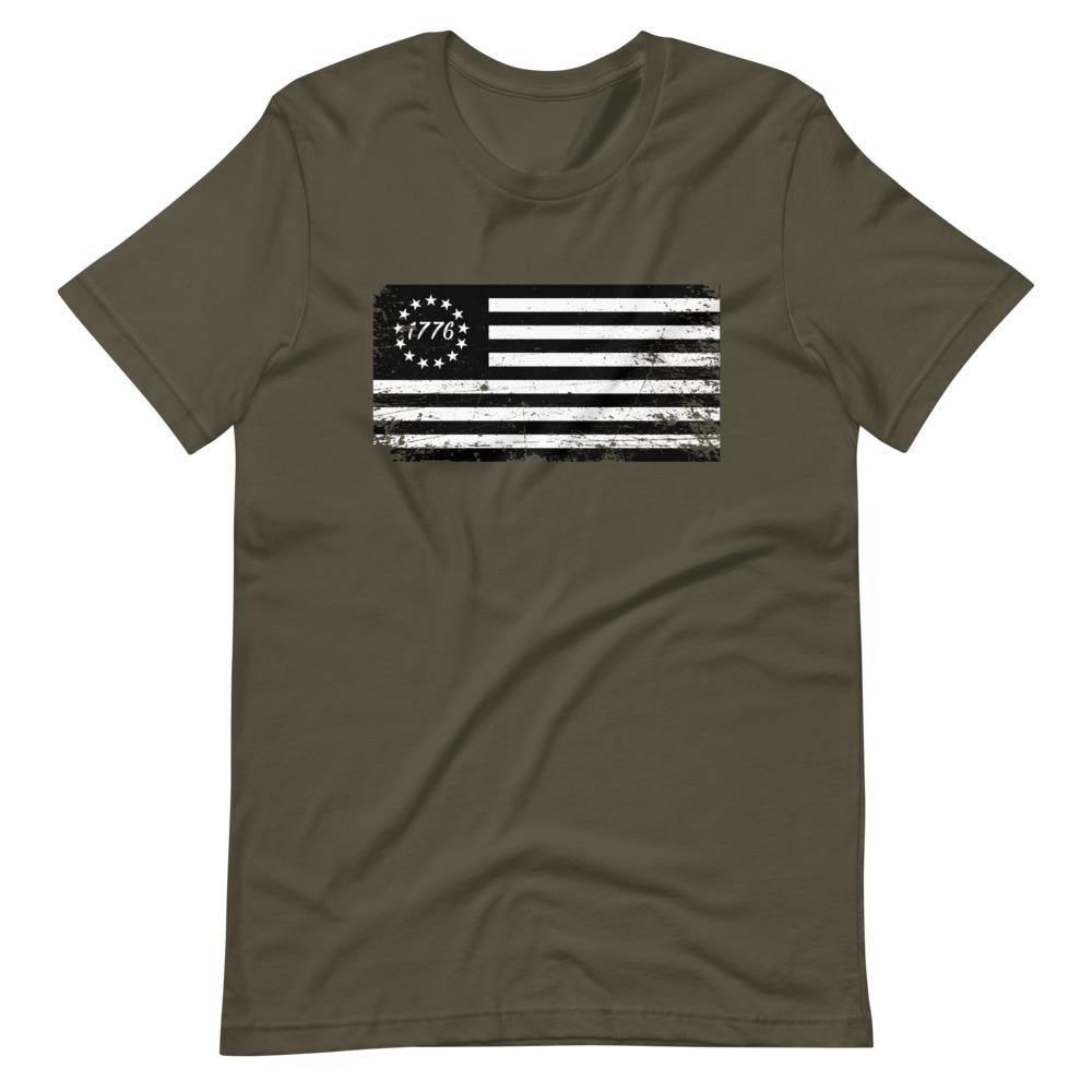 Betsy Ross Flag Black 1776 Distressed Short-Sleeve Unisex T-Shirt