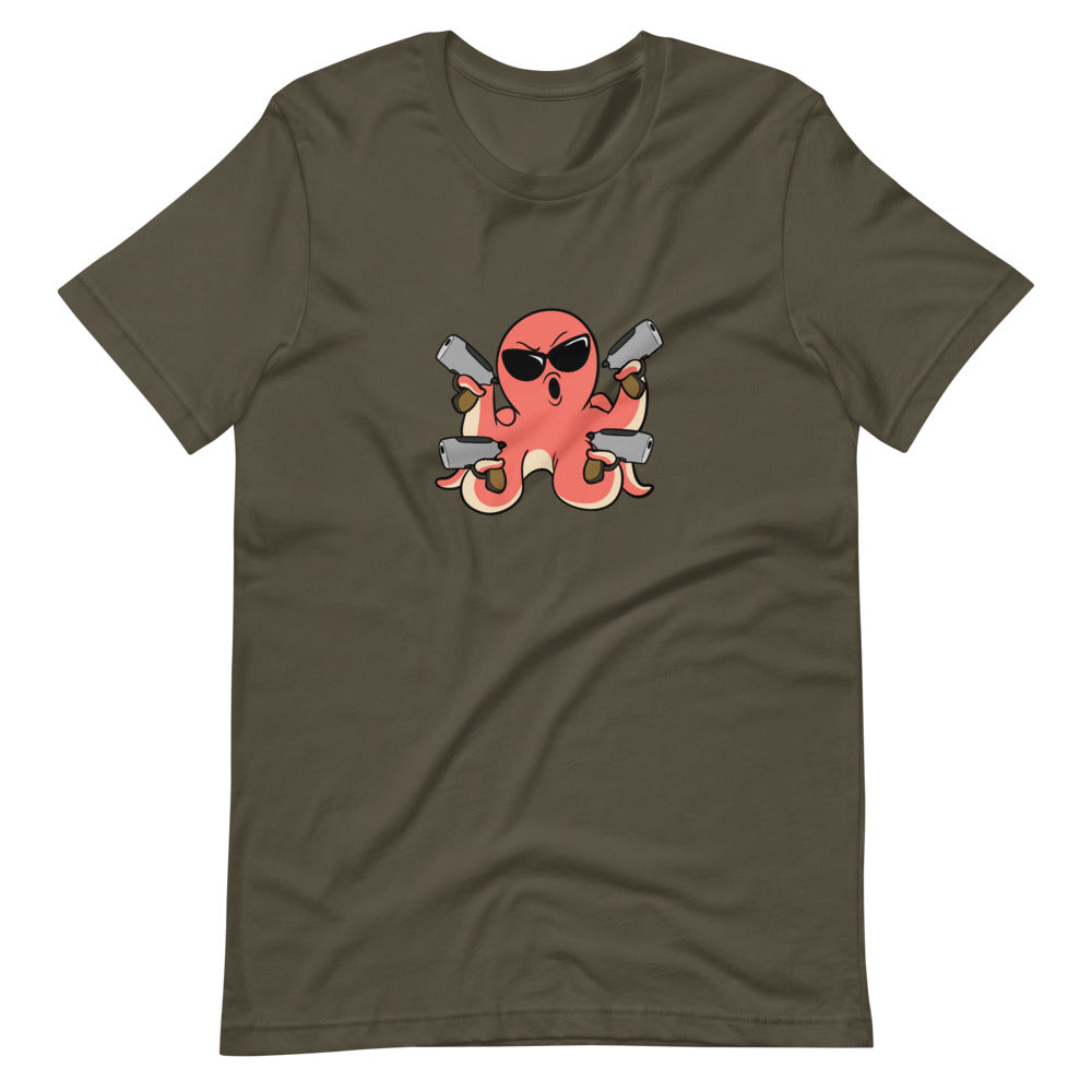 Second Amendment Octopus Cartoon Short Sleeve Unisex T-Shirt