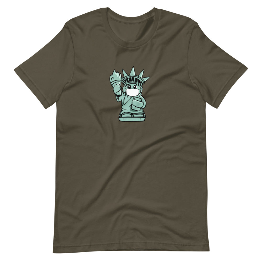 Masked Liberty Cartoon Short Sleeve Unisex T-Shirt