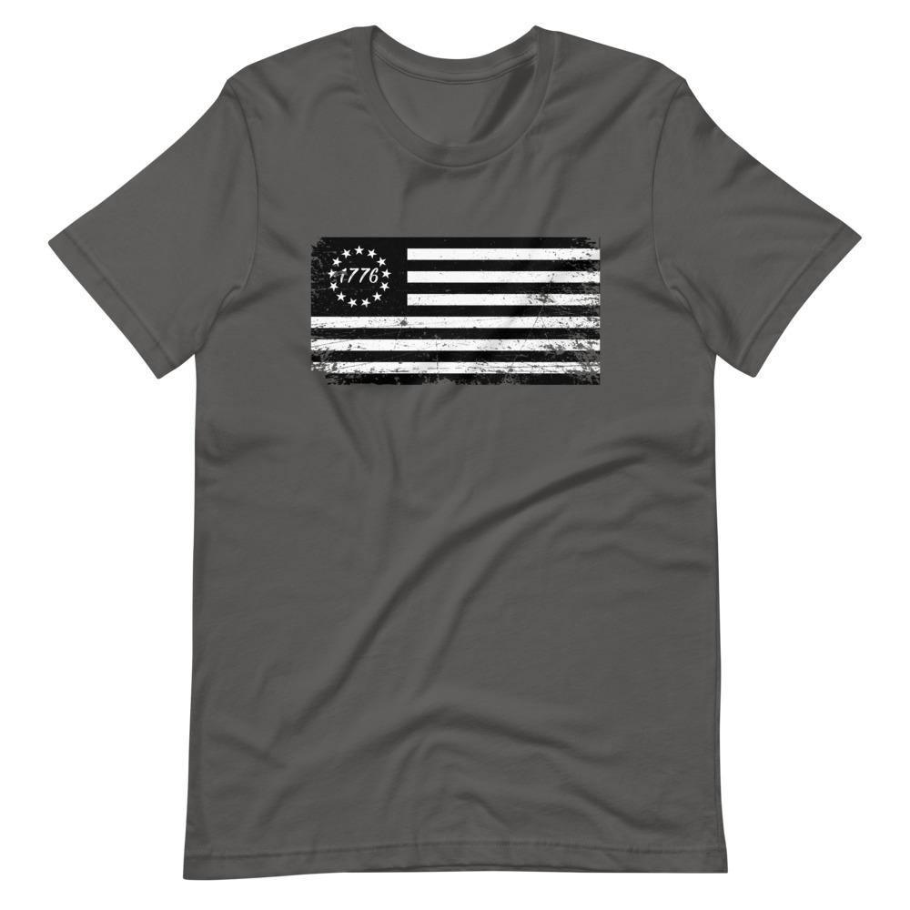 Betsy Ross Flag Black 1776 Distressed Short-Sleeve Unisex T-Shirt