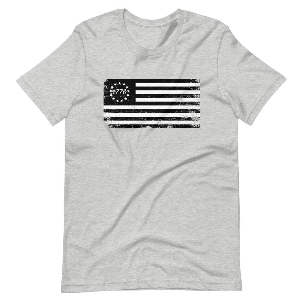 Betsy Ross Flag Black 1776 Distressed Short-Sleeve Unisex T-Shirt