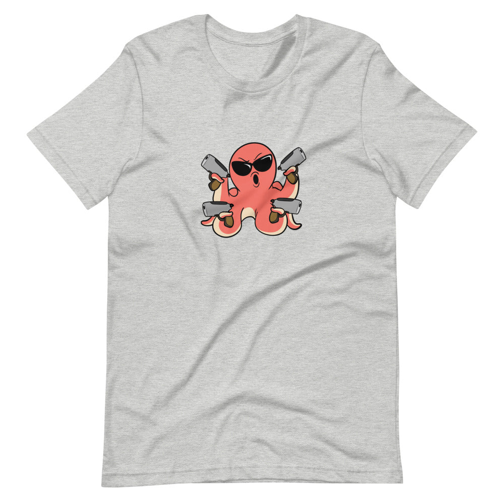 Second Amendment Octopus Cartoon Short Sleeve Unisex T-Shirt
