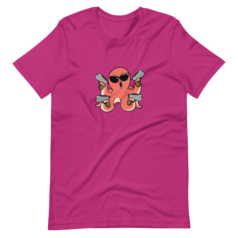 Second Amendment Octopus Cartoon Short Sleeve Unisex T-Shirt