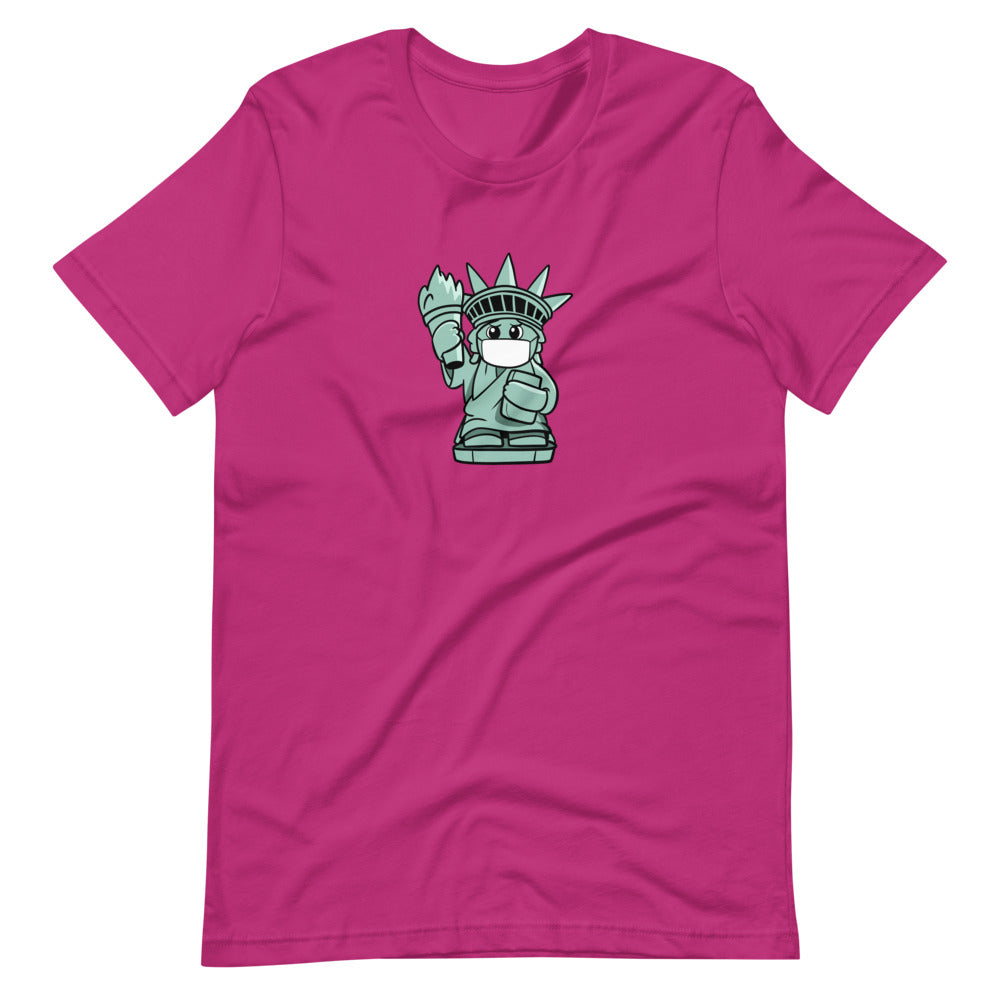 Masked Liberty Cartoon Short Sleeve Unisex T-Shirt