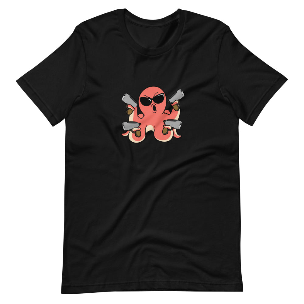 Second Amendment Octopus Cartoon Short Sleeve Unisex T-Shirt