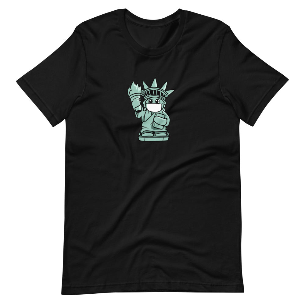 Masked Liberty Cartoon Short Sleeve Unisex T-Shirt