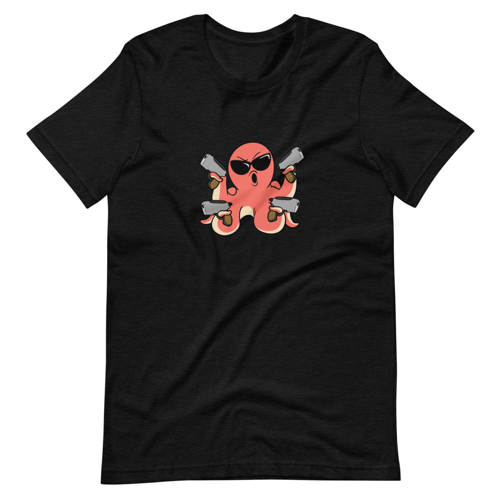 Second Amendment Octopus Cartoon Short Sleeve Unisex T-Shirt