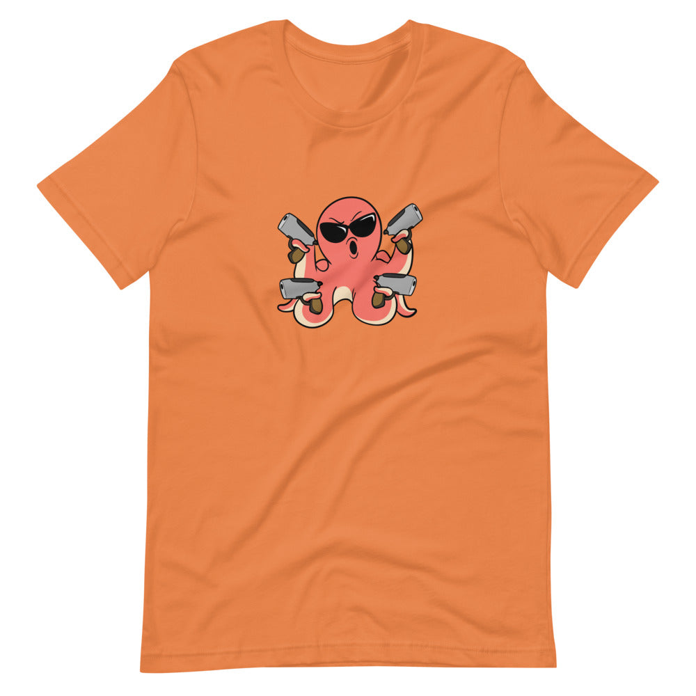 Second Amendment Octopus Cartoon Short Sleeve Unisex T-Shirt
