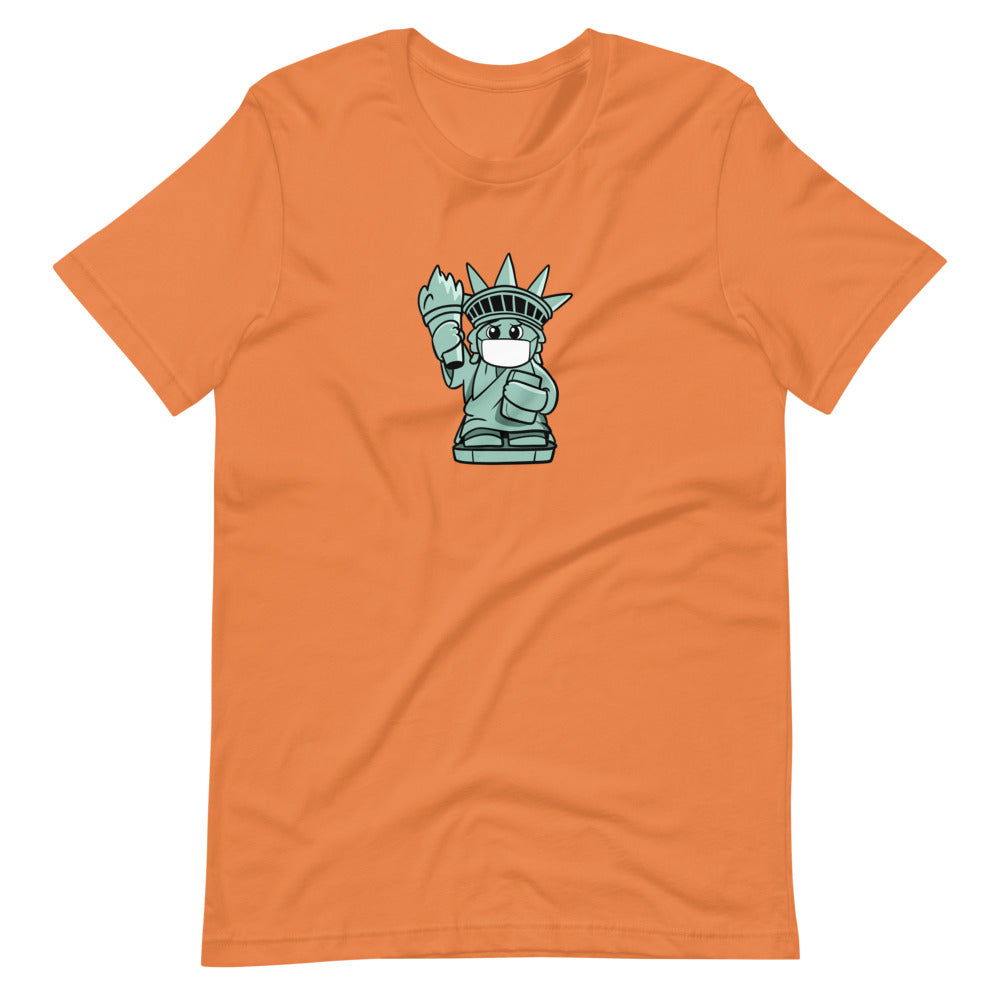 Masked Liberty Cartoon Short Sleeve Unisex T-Shirt