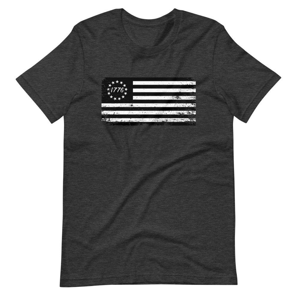 Betsy Ross Flag Black 1776 Distressed Short-Sleeve Unisex T-Shirt