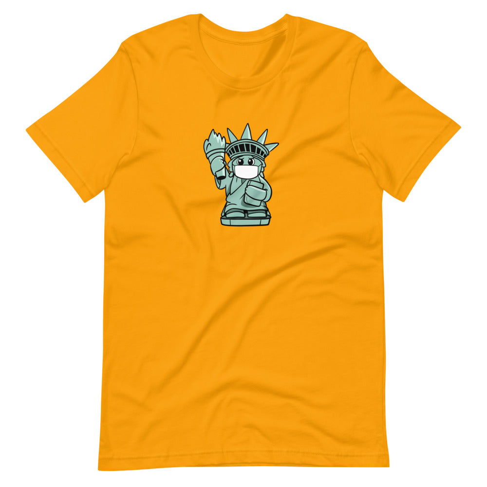 Masked Liberty Cartoon Short Sleeve Unisex T-Shirt