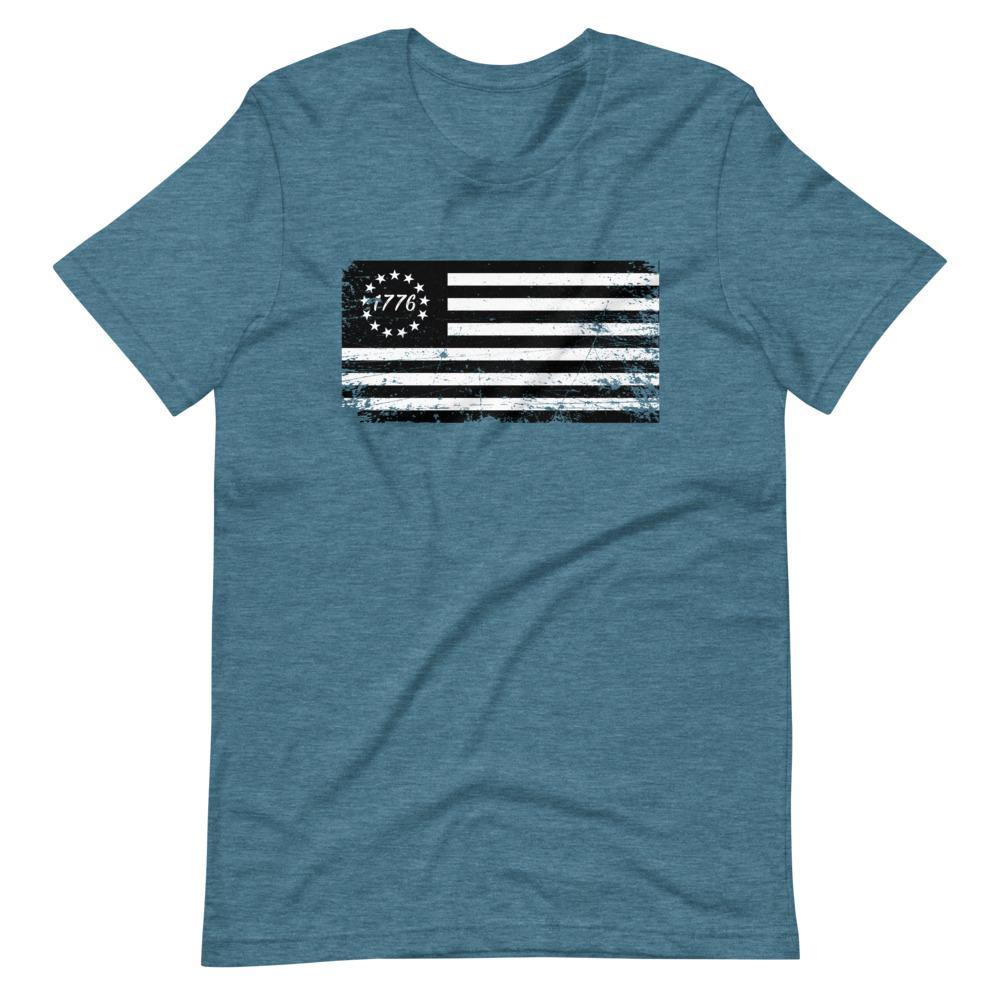 Betsy Ross Flag Black 1776 Distressed Short-Sleeve Unisex T-Shirt
